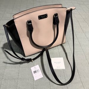 kate spade Two-Tone light Blush tan/Pink & Black Satchel with Removable Strap